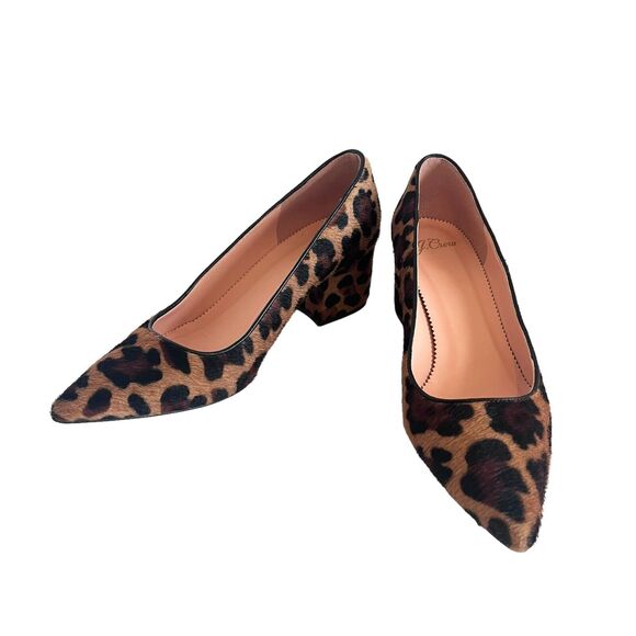 J. Crew Laney Mid Heel Pumps in Leopard Print Calf Hair Women's Size 6.5 - Picture 2 of 11